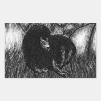 Lone Lion Rectangular Sticker