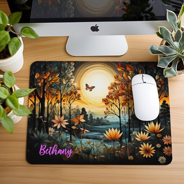 Lone Monarch Butterfly Illustration Personalised Mouse Pad (Creator Uploaded)