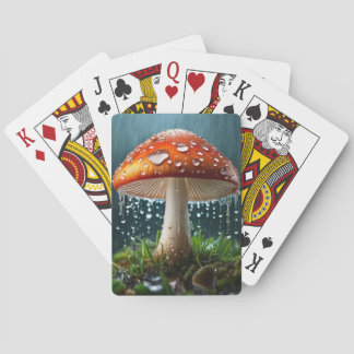 Lone Mushroom in a Heavy Rain Playing Cards