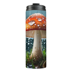 Lone Mushroom in a Heavy Rain Thermal Tumbler