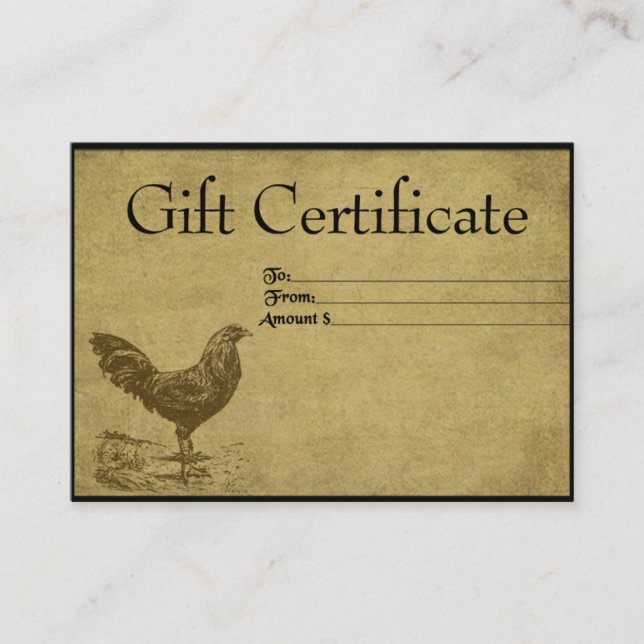 Lone Ol' Rooster- Prim Gift Certificate Cards (Front)