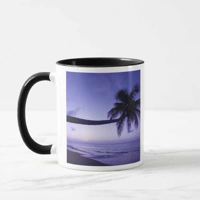 Lone palm tree at sunset, Coconut Grove beach 3 Mug (Left)