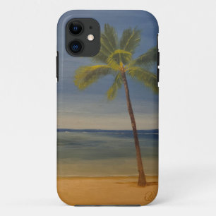Lone Palm Tree on the Beach, by Gary Poling iPhone 11 Case