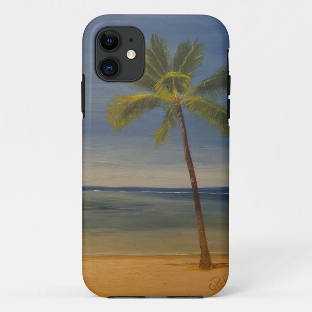 Lone Palm Tree on the Beach, by Gary Poling Case-Mate iPhone Case (Back)