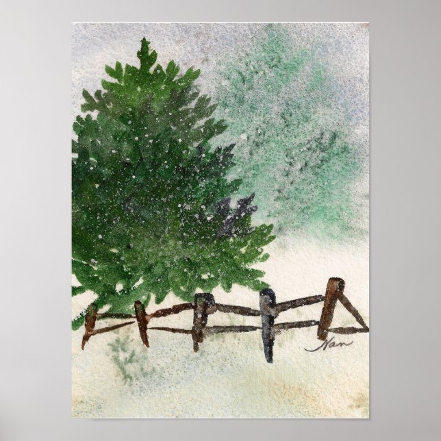 Lone Pine Snowy Tree Print (Front)