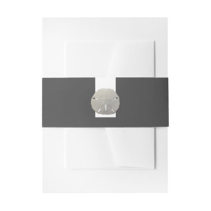 Lone Sand Dollar - Charcoal Grey - Beach Wedding Invitation Belly Band