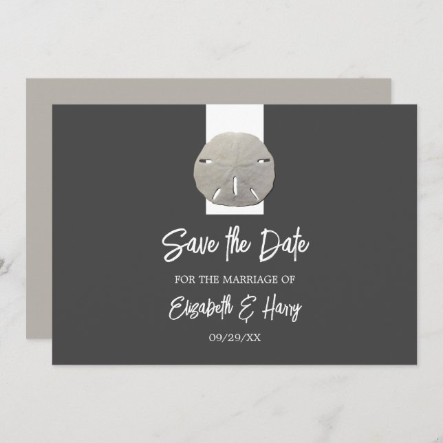 Lone Sand Dollar - Charcoal Grey - Save the Date (Front/Back)