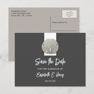 Lone Sand Dollar - Charcoal Grey - Save the Date Announcement Postcard