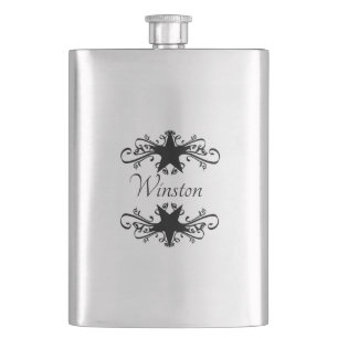 Lone Star Black Accents with Name or Monogram  Hip Flask
