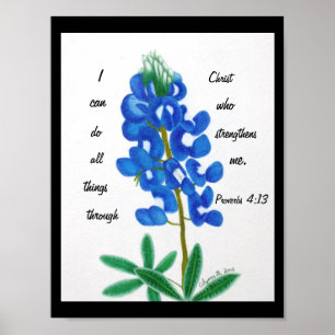 Lone Star Bluebonnet Inspirational Print