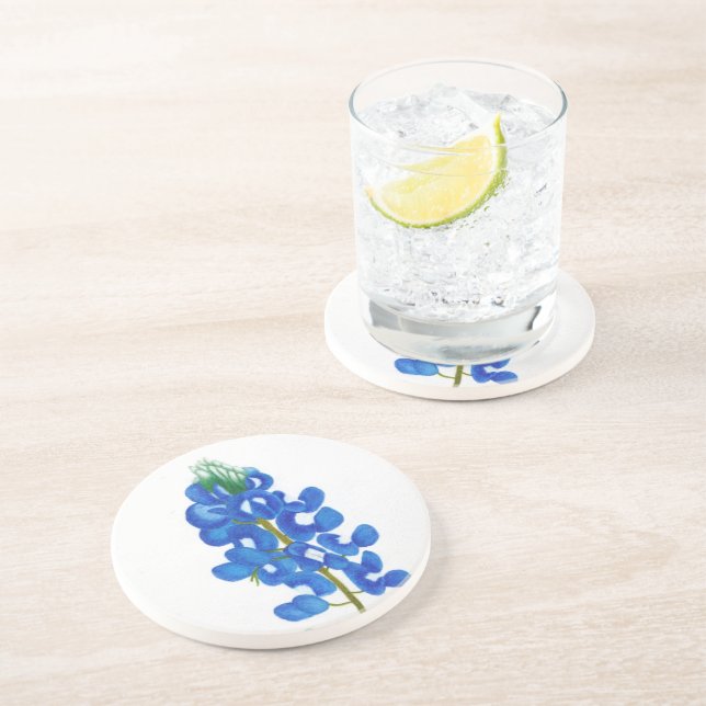 Lone Star Bluebonnet Sandstone Coaster (Side)