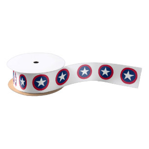 Lone Star of Texas Flag Red, White & Blue Pattern Satin Ribbon
