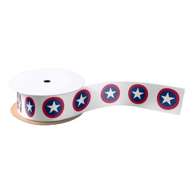 Lone Star of Texas Flag Red, White & Blue Pattern Satin Ribbon (Spool)