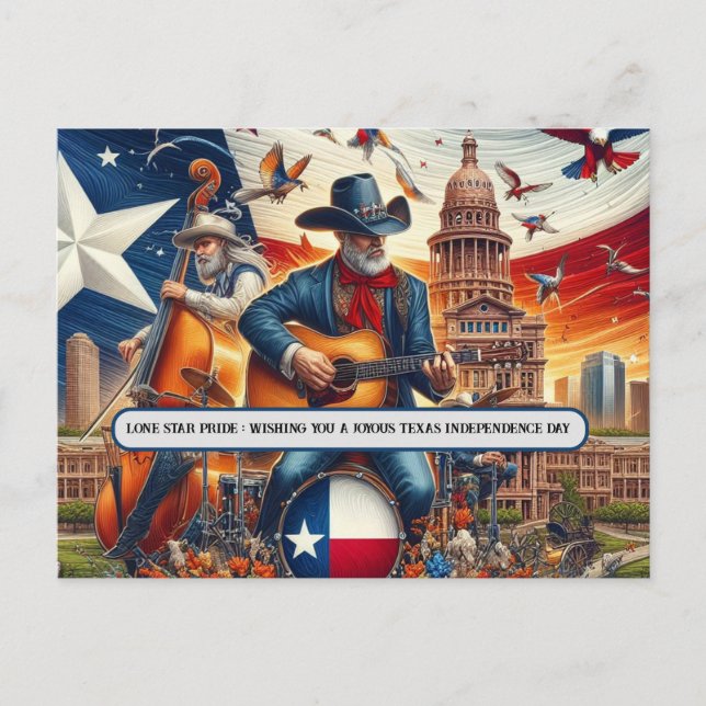 Lone Star Pride : Texas Independence Day Postcard (Front)