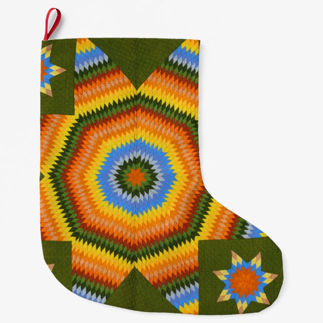 Lone Star quilt Large Christmas Stocking (Front)