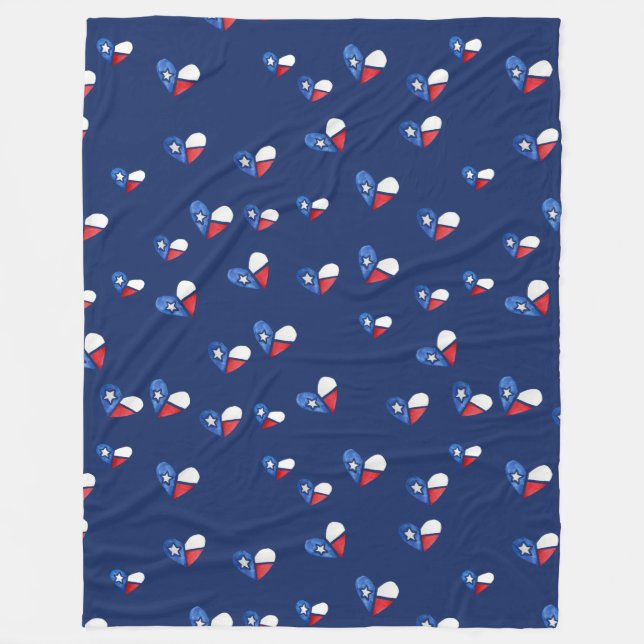 Lone Star State Texas Flag Heart Fleece Blanket (Front)