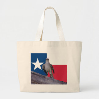 Lone Star Tote Bag with Mockingbird & Texas Flag