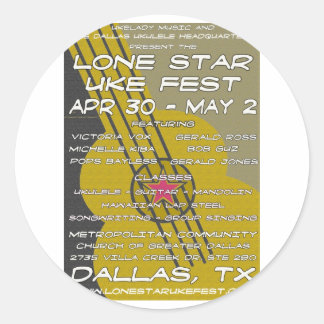 Lone Star Uke Fest Poster Art Classic Round Sticker