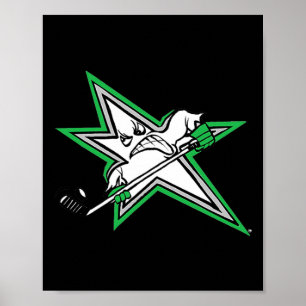 Lone Stars Hockey Player Design Cartoon Logo Poster