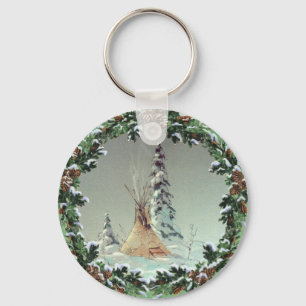 LONE TIPI & WREATH by SHARON SHARPE Key Ring