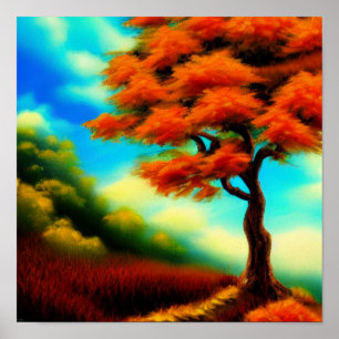 Lone Tree by the Forest Poster