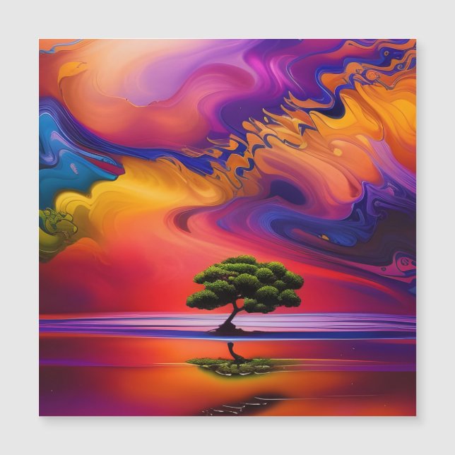 Lone Tree in Water colourful sky (Front)
