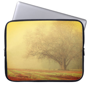 Lone Tree on Misty Morning Laptop Sleeve
