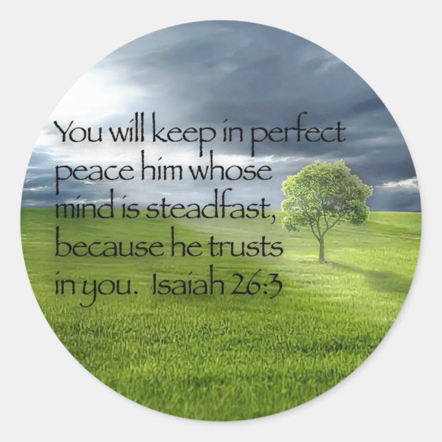 Lone tree with Sunshine Bible Verse Classic Round Sticker (Front)