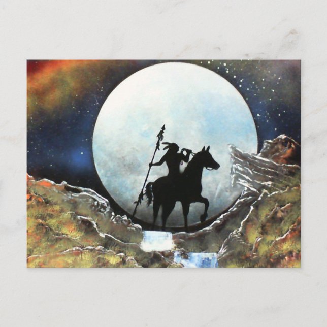 Lone Warrior Under the Moon Postcard (Front)