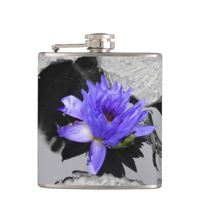 Lone Water Lily Hip Flask (Front)