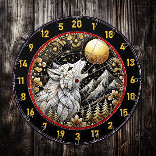 Lone White Wolf Embodies Wild Spirit Dartboard