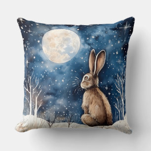 Lone Winter Snow Rabbit Cushion
