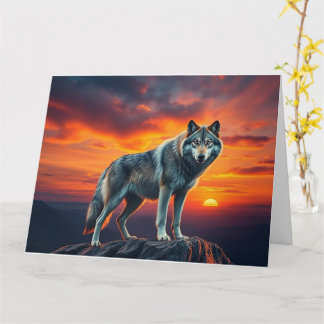 Lone Wolf at Sunset Card