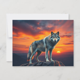 Lone Wolf at Sunset Postcard