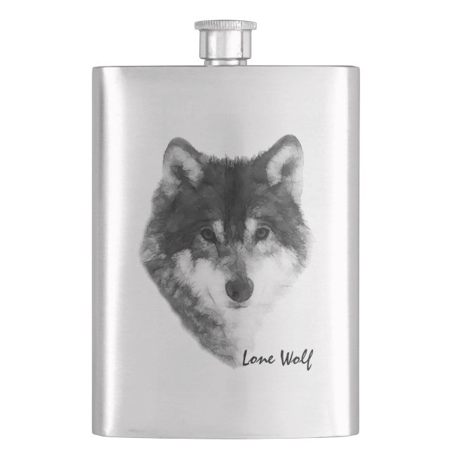 Lone Wolf customisable Hip Flask (Front)