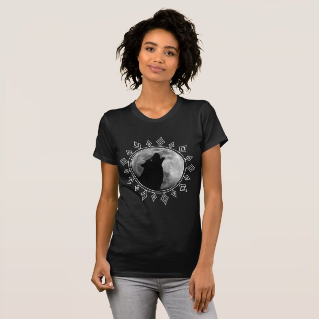 Lone Wolf full moon mandala she wolf modern T-Shirt (Front Full)