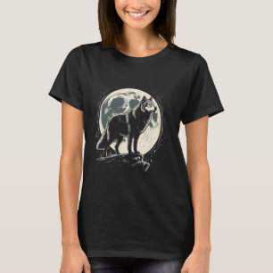 Lone Wolf Full Moon Wilderness Nature Night Sky Ar T-Shirt