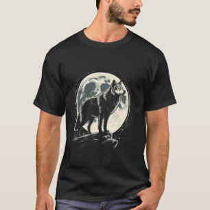 Lone Wolf Full Moon Wilderness Nature Night Sky Ar T-Shirt