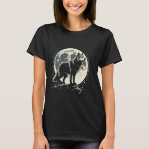 Lone Wolf Full Moon Wilderness Nature Night Sky Ar T-Shirt