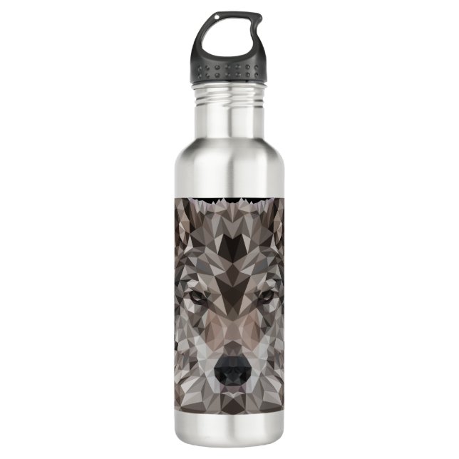 Lone Wolf Geometric Portrait 710 Ml Water Bottle (Front)