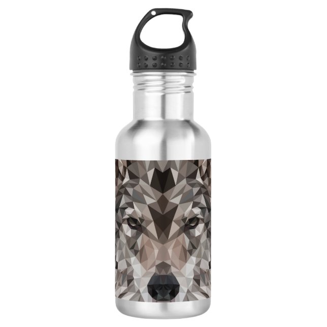 Lone Wolf Geometric Portrait 710 Ml Water Bottle (Front)