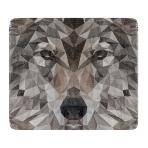 Lone Wolf Geometric Portrait Cutting Board