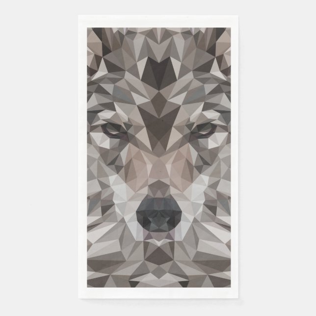 Lone Wolf Geometric Portrait Napkin (Front)