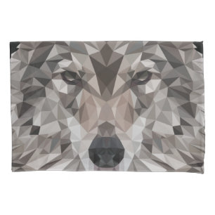 Lone Wolf Geometric Portrait Pillowcase