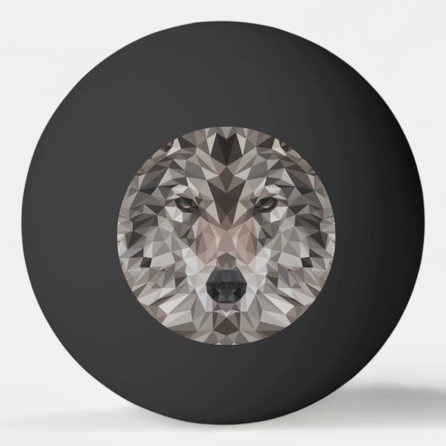 Lone Wolf Geometric Portrait Ping Pong Ball (Front)