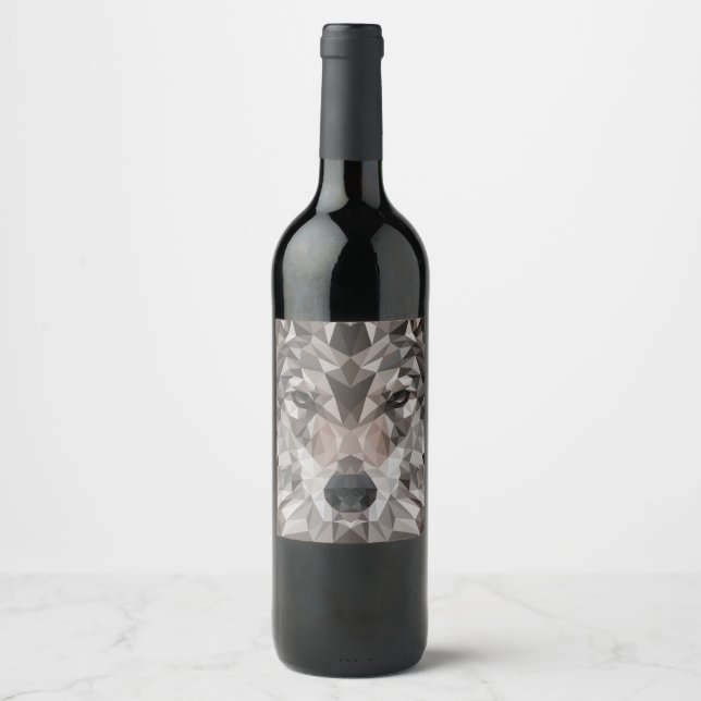 Lone Wolf Geometric Portrait Wine Label (Front)