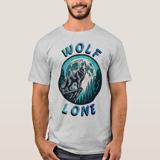 Lone Wolf Howling at the Moon T-Shirt (Front)