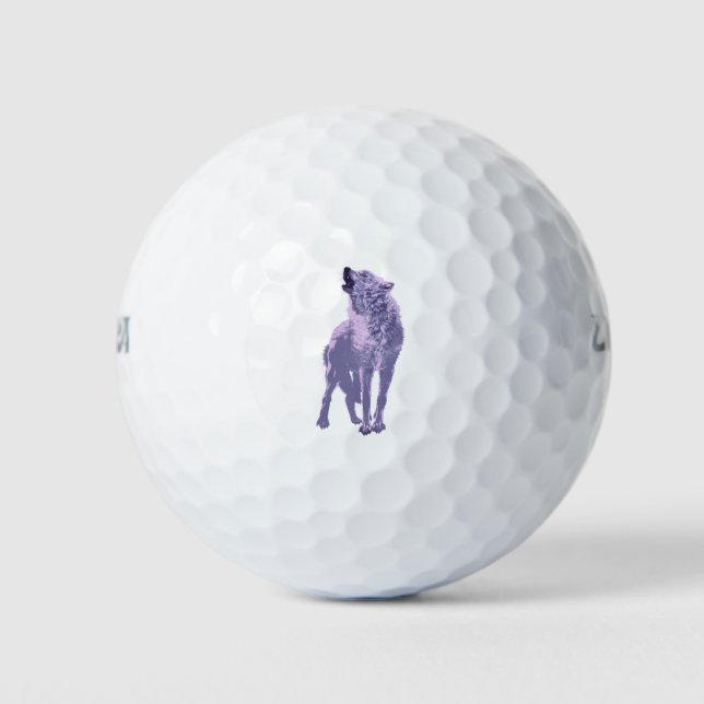 Lone wolf howling purple golf balls (Front)