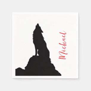 Lone Wolf Howling Your Name Custom Handwriting Napkin