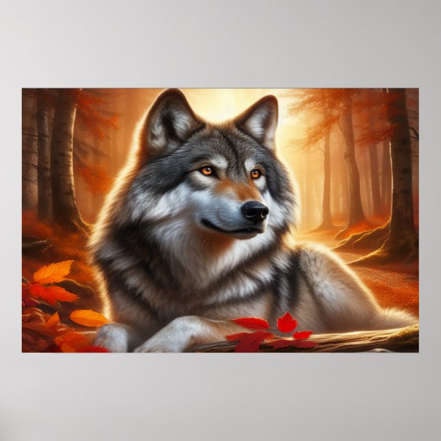 Lone Wolf in the Forest: Solitude Amidst Nature Poster (Front)